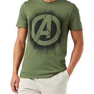 Camiseta verde militar de MARVEL con logo de Los Vengadores en el pecho.