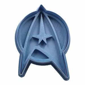 Cortador de galletas azul con forma del logotipo de Star Trek.