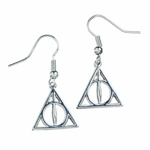 Pendientes plateados de las Reliquias de la Muerte de Harry Potter.