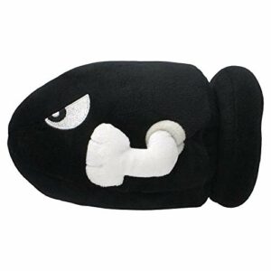 Peluche de Bullet Bill de Super Mario, negro con detalles en blanco.