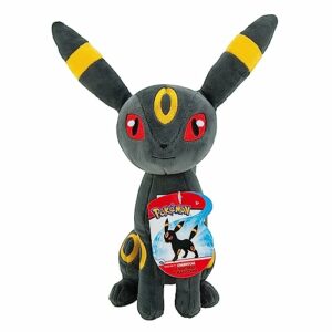 Peluche de Umbreon de Pokémon, 20 cm, con ojos rojos y orejas largas.