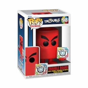 Figura Funko Pop! de Trouble Board en color rojo con diseño de cejas gruesas y expresivas.