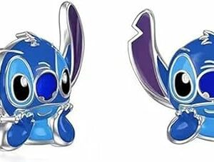 Pendientes de dibujos animados azules con forma de personaje tierno.