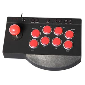 Joystick arcade negro con ocho botones rojos y palanca de marca Subsonic.