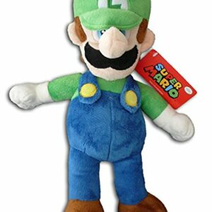 Peluche de Luigi de Super Mario Bros de 35cm con etiqueta roja.