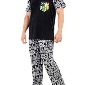 Pijama de hombre Marvel Avengers, negro con estampado de personajes.