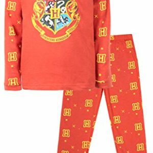 Pijama rojo de Harry Potter con el escudo de Hogwarts y letras H doradas.