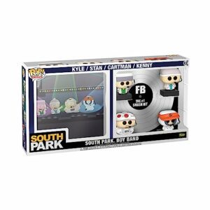 Figura Funko Pop! de Eric Cartman y otros personajes de South Park en versión boyband, en caja de colección.