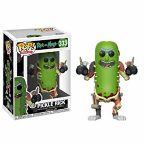 Figura Funko Pop! de Pickle Rick de Rick and Morty con armas y detalles robóticos.