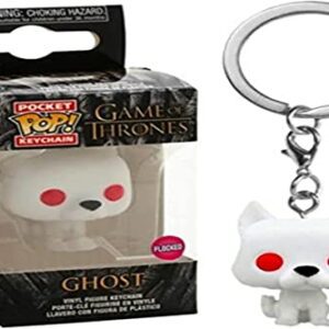 Llavero Funko POP de Juego de Tronos con figura de Fantasma, color blanco con ojos rojos.