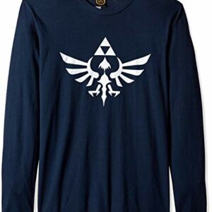 Camiseta azul de manga larga con el símbolo de la Trifuerza de The Legend of Zelda en el frente.