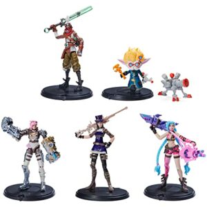 Figuras coleccionables de personajes de League of Legends incluyendo a Jinx, Heimerdinger, Vi, Caitlyn y Ekko.