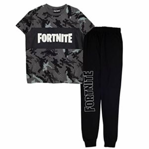 Pijama largo negro para niños con diseño de Fortnite de la marca Popgear.