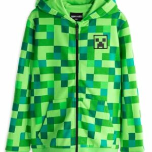 Sudadera con capucha de Minecraft para niños, diseño de Enredadera en verde y azul.