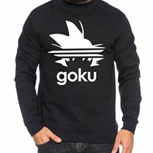 Sudadera negra con el dibujo estilizado de Goku y la palabra "goku" en el frente.