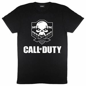 Camiseta negra con el logotipo del cráneo de Call of Duty en blanco.