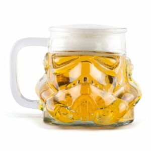 Vaso de cerveza transparente con diseño de casco de Stormtrooper.