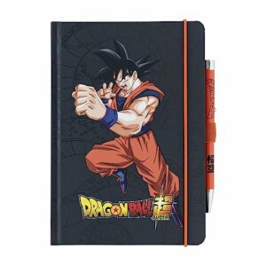 Cuaderno A5 de Dragon Ball Super con imagen de Goku en la portada y bolígrafo proyector.