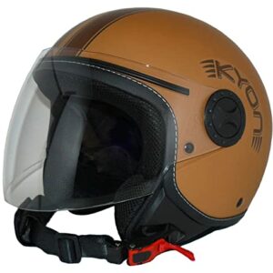 Casco abierto marrón con visera larga y detalles negros, para hombre, marca Protectwear.