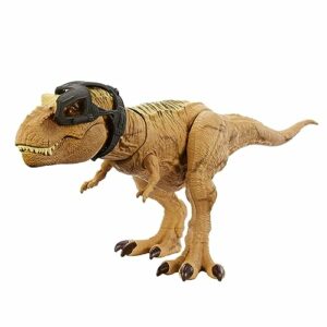 Dinosaurio T-Rex de juguete de Mattel con mandíbula articulada y sonidos.