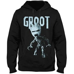 Sudadera negra con capucha y diseño de Groot para hombre, talla XXL.