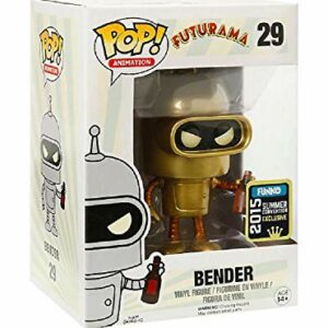 Figura Funko Pop de Bender dorado de la serie Futurama, edición exclusiva de SDCC 2015.