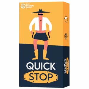 Caja del juego de mesa "Quick Stop" de GUATAFAC con ilustración de un personaje vestido de vaquero.