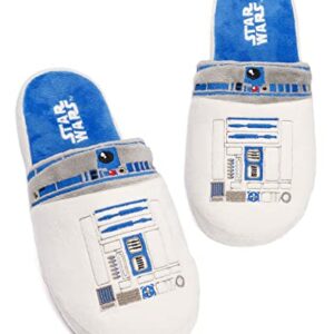 Pantuflas blancas con tema de R2-D2 de Star Wars.