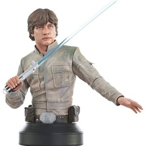 Busto de Luke Skywalker con sable de luz azul de "El Imperio Contraataca".