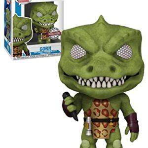 Figura Funko POP! del personaje Gorn de Star Trek, con arma y detalles en verde.