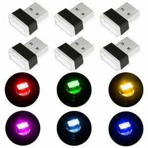 6 mini luces LED USB para coche en colores variados y diseño compacto marca URAQT.