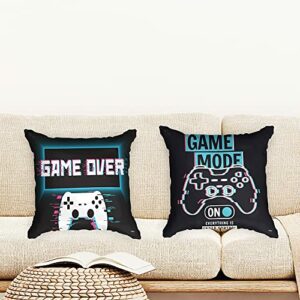 Fundas de cojín negras con estampado de videojuegos "Game Over" y "Game Mode".