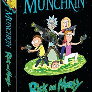 Caja del juego de mesa "Munchkin: Rick and Morty" con personajes en el frente.