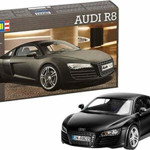 Maqueta detallada del coche Audi R8 en color negro.