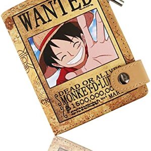 Cartera de piel sintética con diseño de "Wanted" de Monkey D. Luffy de One Piece.