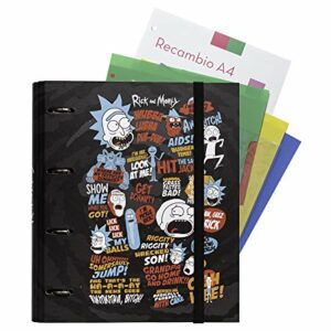 Carpeta de anillas de Rick & Morty con divertidos gráficos de la serie.