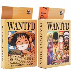 Dos mazos de cartas con personajes de One Piece en la portada, incluyendo a Monkey D. Luffy.