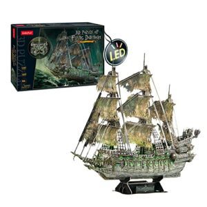 Puzzle 3D del barco pirata holandés errante con iluminación LED y 360 piezas para montar.