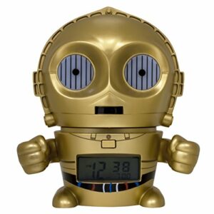 Reloj despertador infantil dorado con forma de C3PO de la marca BulbBotz.