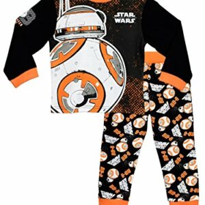 Pijama de niño de Star Wars con diseño de BB8 y detalles en negro, blanco y naranja.