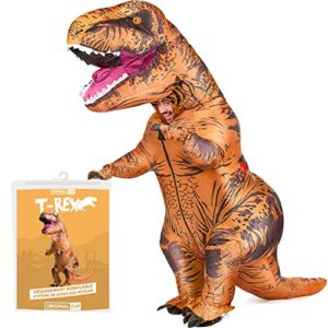 Disfraz inflable de T-Rex para adultos, color marrón y naranja, de la marca OriginalCup.