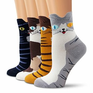 Calcetines de algodón con diseño de gatos en varios colores.