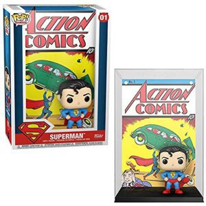 Figura Funko Pop de Superman con portada del cómic "Action Comics".