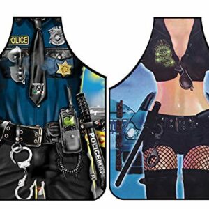 Delantales divertidos con diseño de uniforme policial para hombre y mujer.