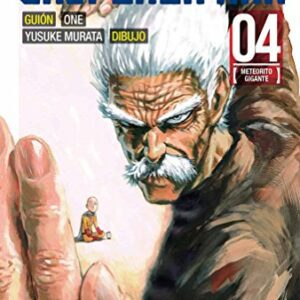 Portada del manga One Punch-Man 04 de Ivrea con un personaje anciano en primer plano y Saitama al fondo.