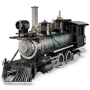 Maqueta de tren de vapor de metal en 3D, detallada y realista, marca Piececool.