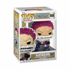 Figura Funko Pop! de Katakuri de One Piece en una caja de exhibición.