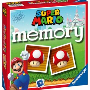 Juego de memoria Super Mario de Ravensburger con 64 cartas coloridas.