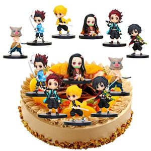 Figuras de personajes de Demon Slayer sobre una tarta, marca YISKY.