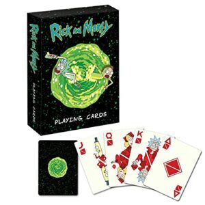 Juego de cartas de póquer de Rick y Morty con ilustraciones de los personajes de la serie.